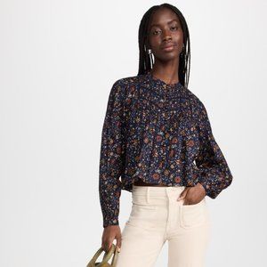 NWT - Veronica Beard - Pleated Floral Blouse - Sz 0